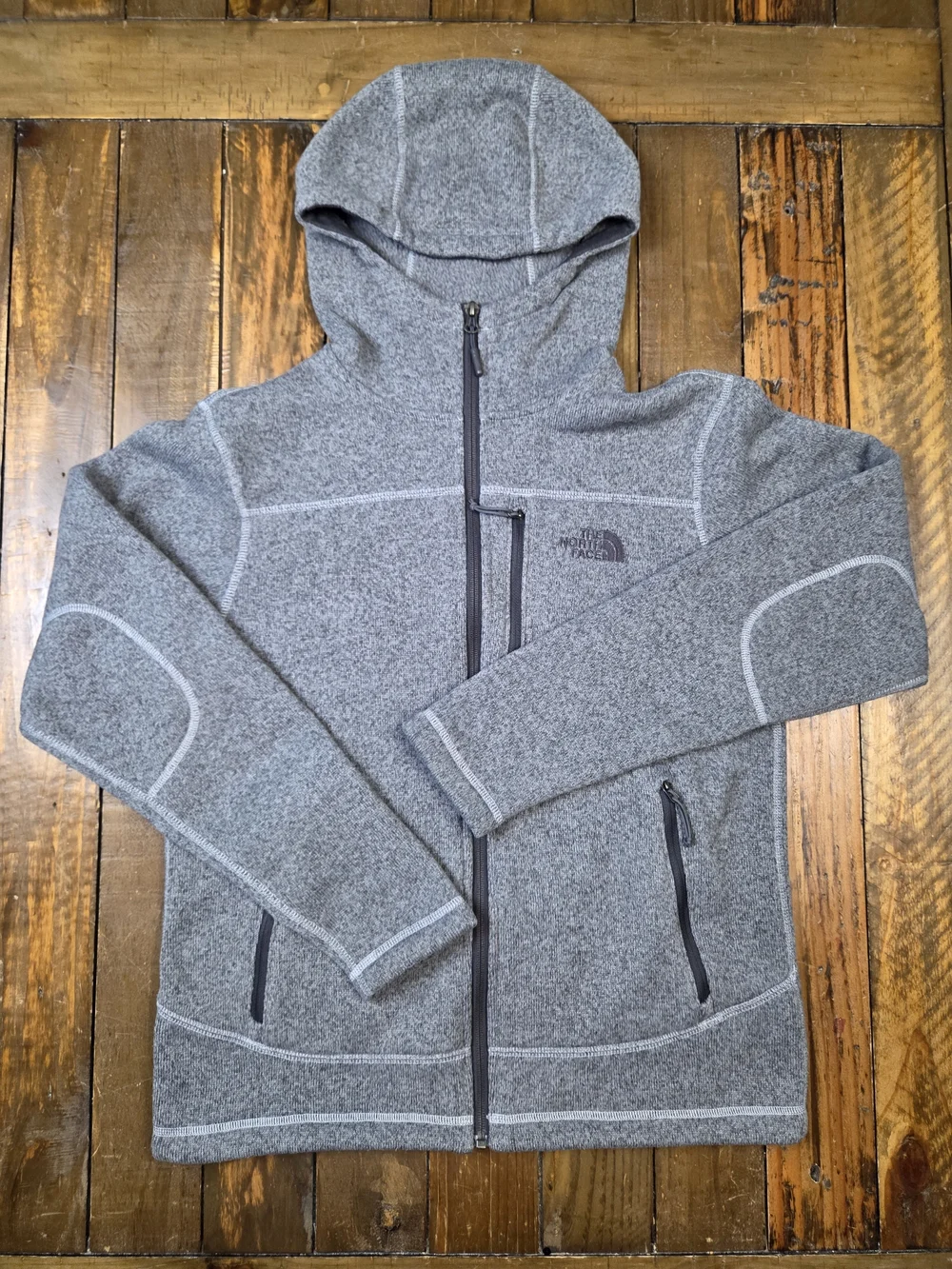 Mens The North Face Gray Heather Full-Zip Hooded Jacket Size Small